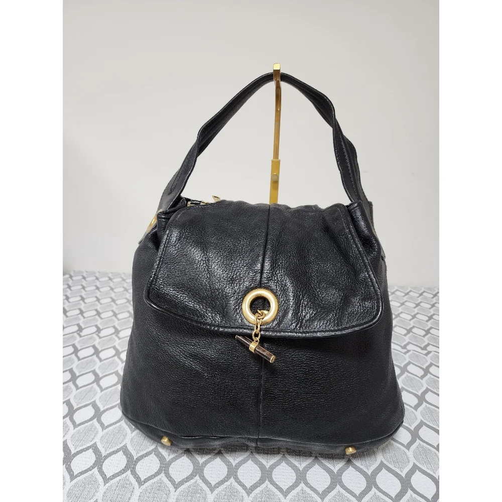 Yves Saint Laurent Vintage Capri Grain Leather Hobo Bag Black